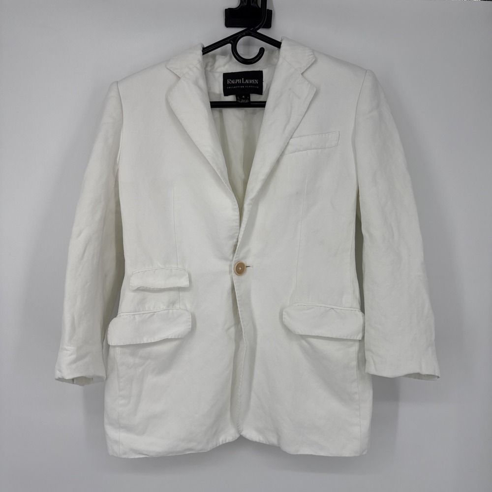 Ralph Lauren Collection Black Label Linen Blend Blazer Size 4 Single Breasted